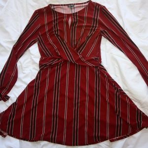 Striped red long sleeve dress